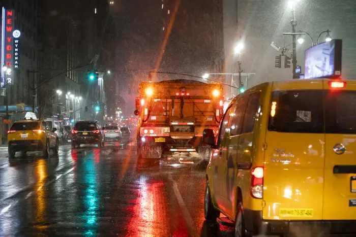 A stock photo of a DSNY salt truck